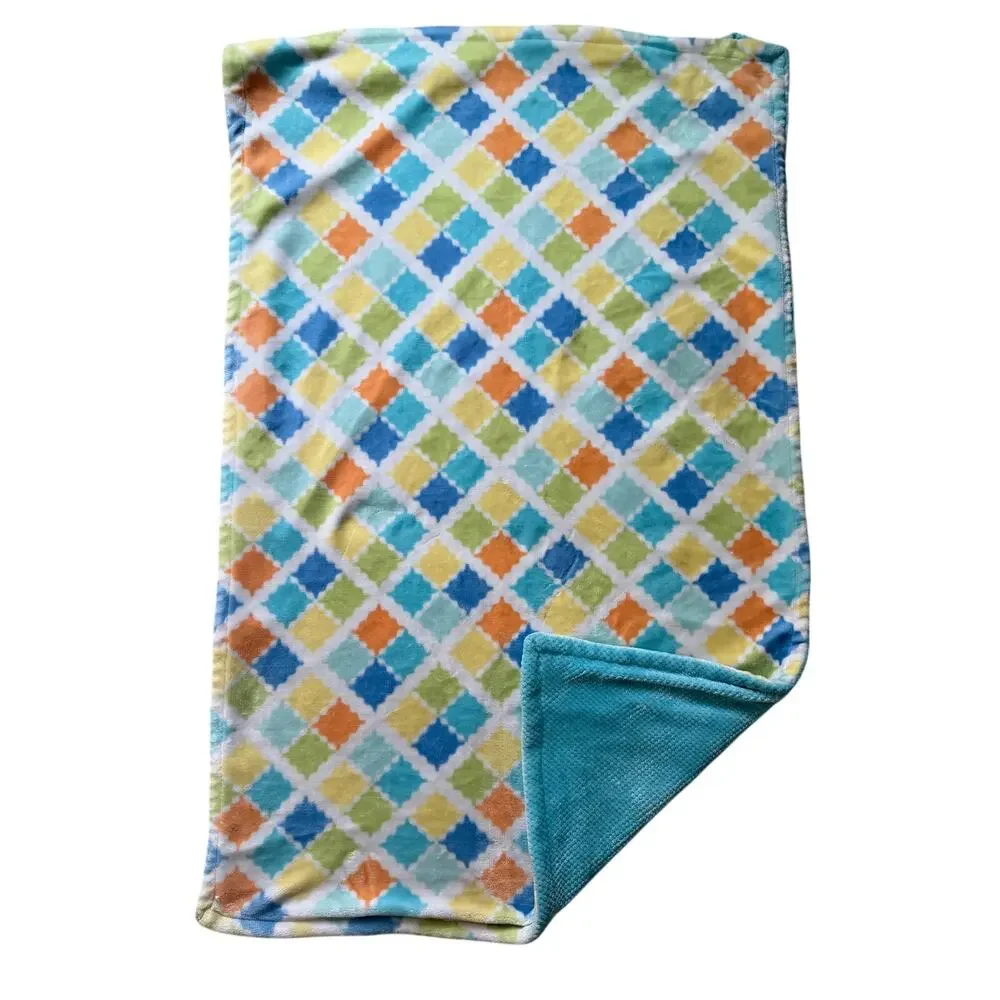 Little Miracles Costco Diamond Blue Green Yellow Baby Blanket Lovey *READ*
